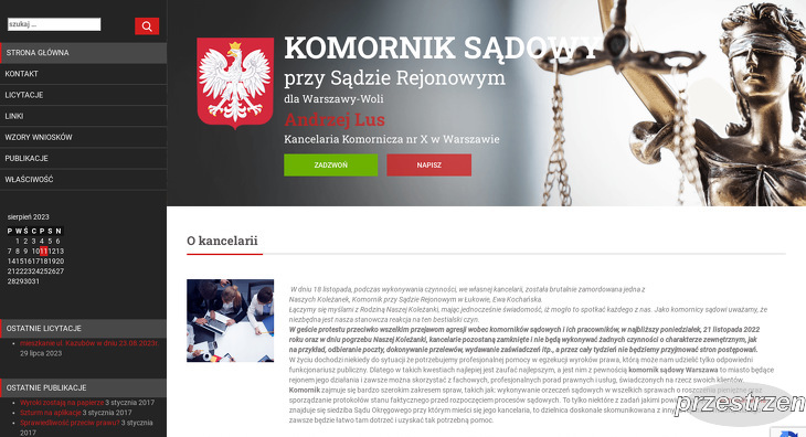 Komornik Sądowy przy Sądzie Rejonowym dla Warszawy-Woli Andrzej Lus